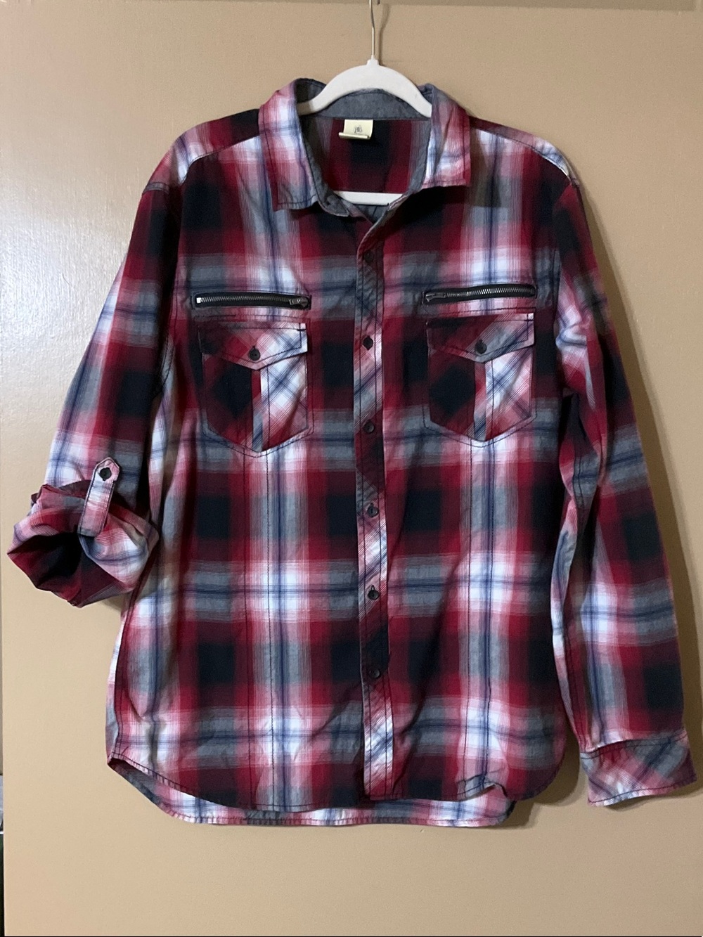 Men's Rustic Blue Casual Plaid Button-Down Shirt